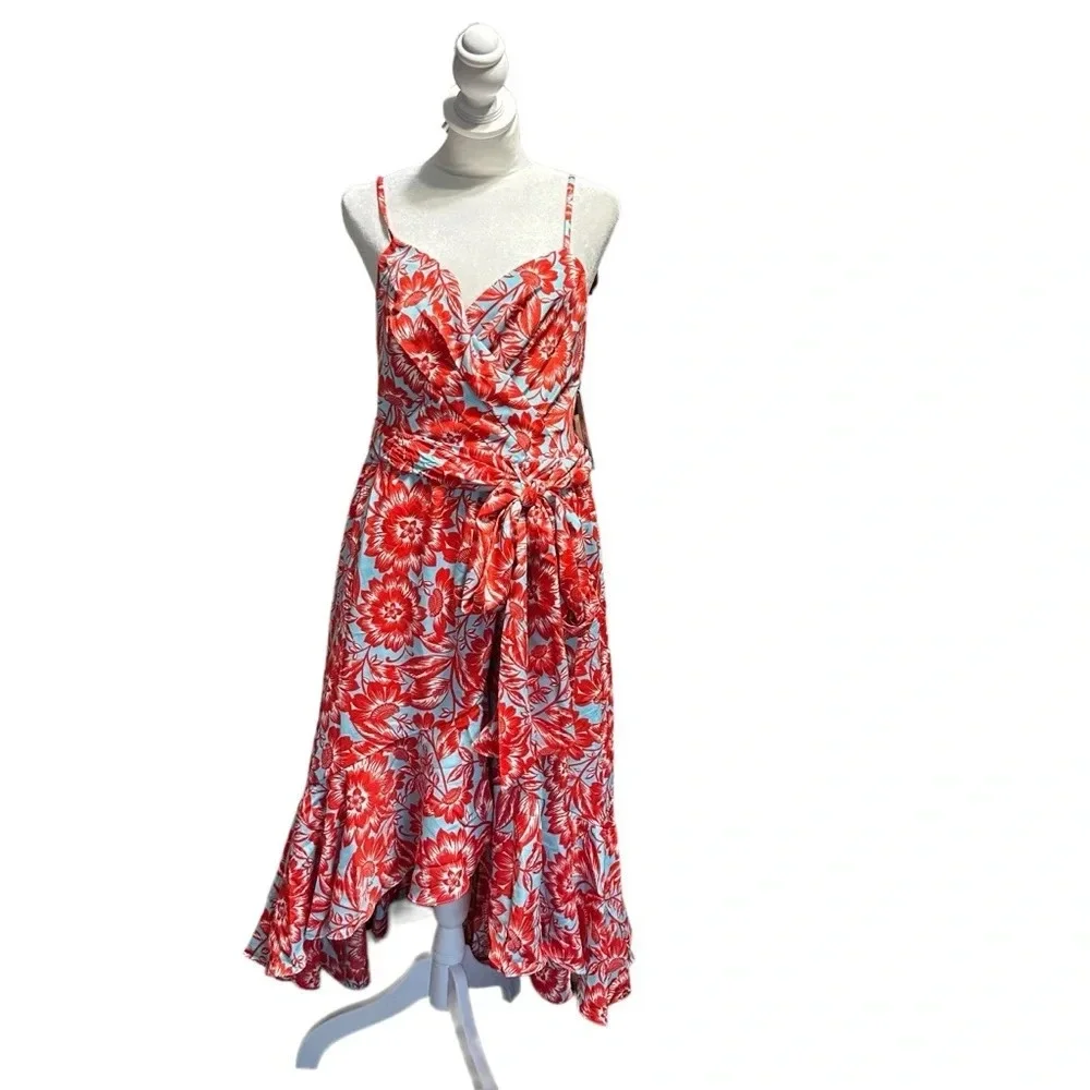 Eliza J Women's Petite Style Crepe De Chine Spaghetti Strap Printed Floral Dress
